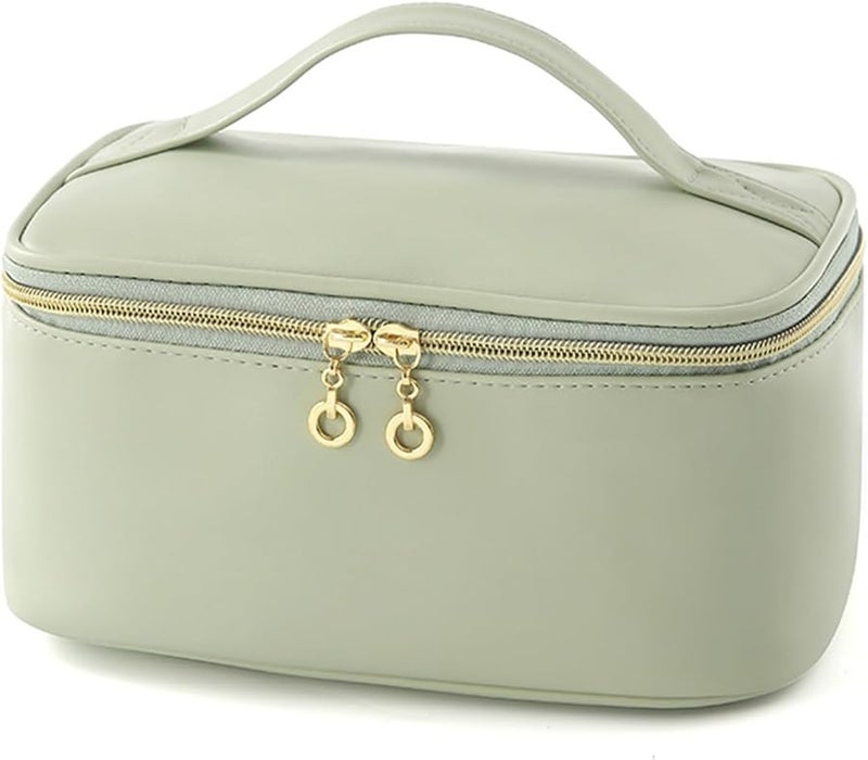 Green Compact Water Resistant Travel Toiletry Bag with Multiple Compartments and Hook - Image 1